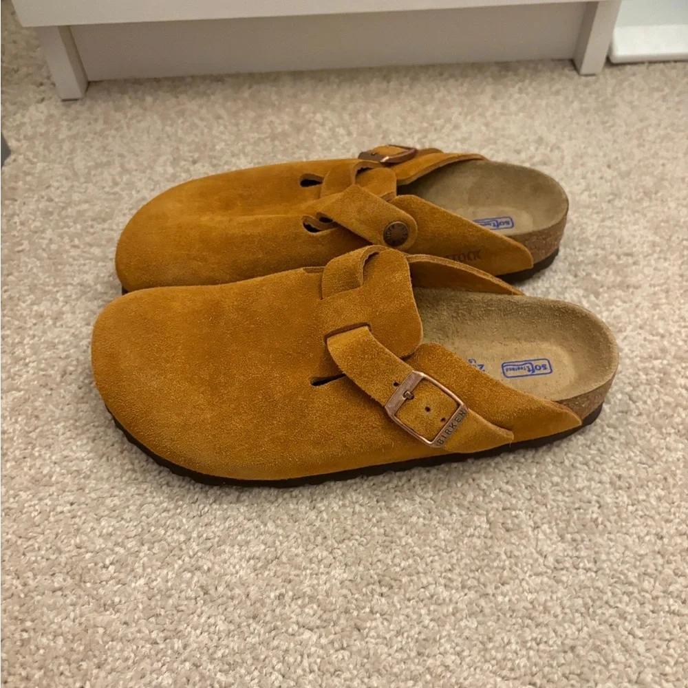 Birkenstock Boston Soft Footbed Clog Suede Shoes Honey Mink EU 36 US 5 5.5 - Picture 7 of 9